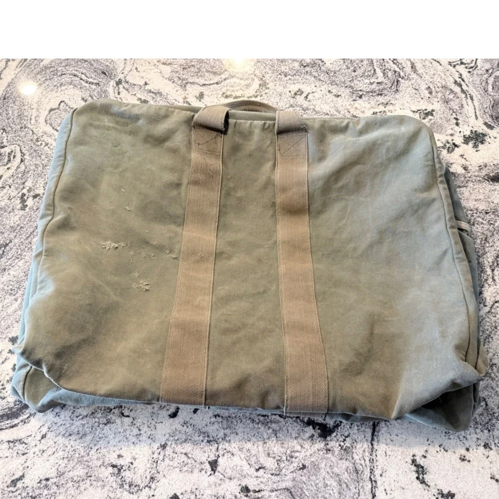 Vintage Military Canvas Flyers Kit Bag Olive Drab Green Duffle Travel Bag